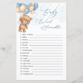Teddy Bear Blue Balloons Word Scramble Game (Vorderseite)