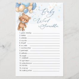 Teddy Bear Blue Balloons Word Scramble Game