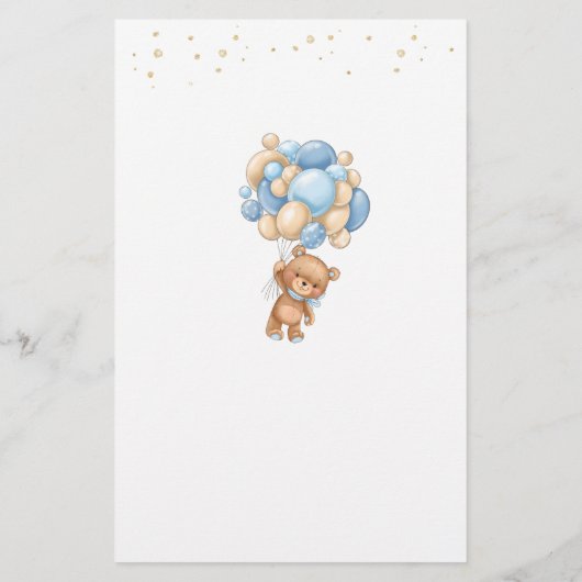 Teddy Bear Blue Balloons Zeichnete das Baby Game (Rückseite)