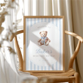 Teddy Bear Blue Birthday Willkommenszeichen Poster