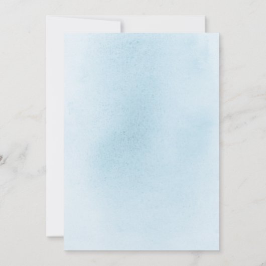 Teddy Bear Blue Blumen und Greenery Baby Dusche Einladung (Rückseite)