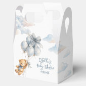 Teddy Bear Blue Bow Balloons Clouds Baby Boy Geschenkschachtel (Geöffnet)