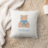 Teddy Bear Blue Bow Kinderzimmer Kissen (Decke)