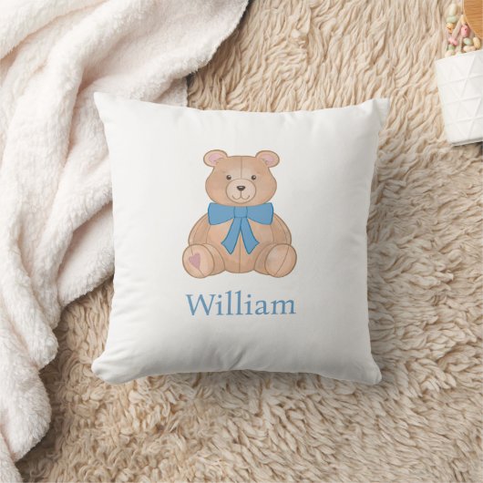 Teddy Bear Blue Bow Kinderzimmer Kissen (Decke)