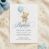 Teddy Bear Blue Boy Taufe Einladung