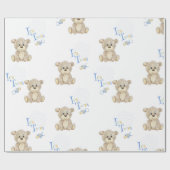 Teddy Bear Blue es ist Twins Baby Shower Geschenkpapier (Flach)