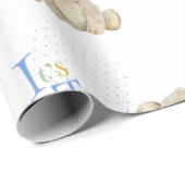 Teddy Bear Blue es ist Twins Baby Shower Geschenkpapier (Rolleneckpunkt)