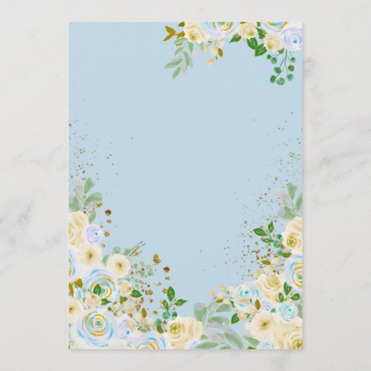 Teddy Bear Blue Floral Balloons Boy Baby Dusche Einladung (Rückseite)