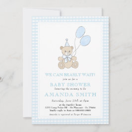 Teddy Bear Blue Gingham Boy Baby Shower Einladung