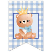 Teddy Bear Blue Gingham Happy Birthday Wimpelkette (Erste Fahne)