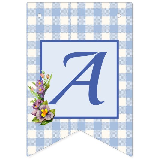 Teddy Bear Blue Gingham Happy Birthday Wimpelkette (Dritte Fahne)