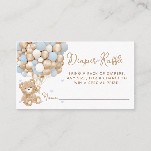 Teddy Bear Blue Heart & Balloon Baby Boy Show Begleitkarte (Vorderseite)