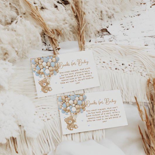Teddy Bear Blue Heart & Balloon Baby Boy Show Begleitkarte