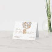 Teddy Bear Blue Heart & Balloon Baby Boy Show Dankeskarte (Vorderseite)