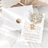 Teddy Bear Blue Heart & Balloon Baby Boy Show Einladung