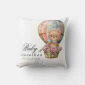 Teddy Bear Blue Hot Air Ballon Baby Throw Kissen (Vorderseite)