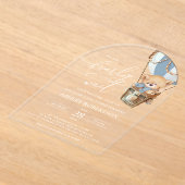 Teddy Bear, Blue Hot Air Ballon, Babydusche Acryleinladungen (Ablage )