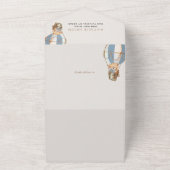 Teddy Bear, Blue Hot Air Ballon, Babydusche All In One Einladung (Außenbereich)