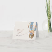 Teddy Bear, Blue Hot Air Ballon, Babydusche Dankeskarte (Vorderseite)