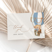 Teddy Bear, Blue Hot Air Ballon, Babydusche Dankeskarte