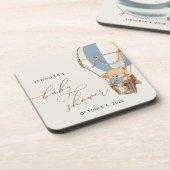 Teddy Bear, Blue Hot Air Ballon, Babydusche Getränkeuntersetzer (Linke Seite)