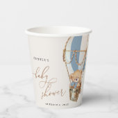 Teddy Bear, Blue Hot Air Ballon, Babydusche Pappbecher (Vorderseite)