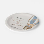 Teddy Bear, Blue Hot Air Ballon, Babydusche Pappteller (Schrägansicht)