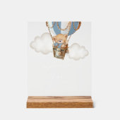 Teddy Bear, Blue Hot Air Ballon, Momosa Bar Acrylschild (Vorderseite)