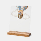 Teddy Bear, Blue Hot Air Ballon, Momosa Bar Acrylschild (Winkel)