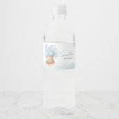 Teddy Bear Blue Hot Air Ballon Wasserflaschenetikett (Vorderseite)