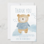 Teddy Bear Blue Junge Dusche Niedlich vielen Dank Dankeskarte (Vorderseite)