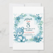 Teddy Bear Blue Kindergeburtstag Party Einladung (Vorderseite)