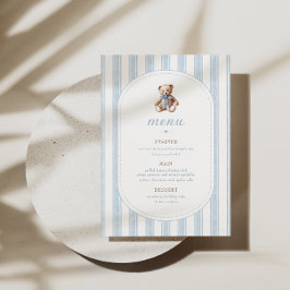 Teddy Bear Blue Minimalistisch Menu Menükarte