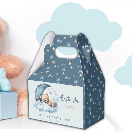 Teddy Bear Blue Over Moon Baby Shower Geschenkschachtel