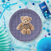 Teddy Bear Blue Streifen Party Plate Pappteller (Party)