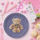 Teddy Bear Blue Streifen Party Plate Pappteller (Party)