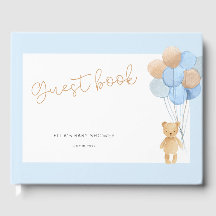 Teddy Bear Blue Tan Balloons Babydusche