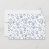 Teddy Bear Blue Toile Baby Dusche Danke Karte (Rückseite)