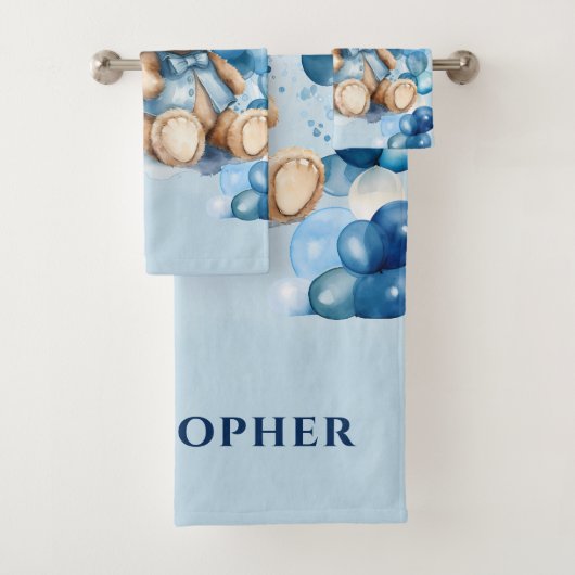 Teddy Bear Blue Train Boy Baby Dusche Badhandtuch Set (Insitu)