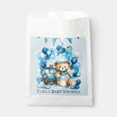 Teddy Bear Blue Train Boy Baby Dusche Geschenktütchen (Vorderseite)