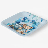 Teddy Bear Blue Train Boy Baby Dusche Pappteller (Gewinkelt)