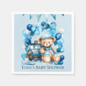 Teddy Bear Blue Train Boy Baby Dusche Serviette (Vorderseite)