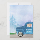 Teddy Bear Blue Truck Green Forest Boy Babydusche Einladung (Rückseite)