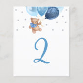 Teddy Bear Blue und Silver Tischnummer Sign (Vorderseite)