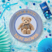 Teddy Bear Blue und Tan Polka Dotted Party Plate Pappteller (Party)