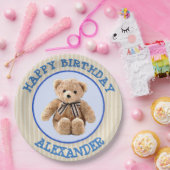 Teddy Bear Blue und Tan Polka Dotted Party Plate Pappteller (Party)
