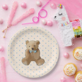 Teddy Bear Blue und Tan Polka Dotted Party Plate Pappteller (Party)