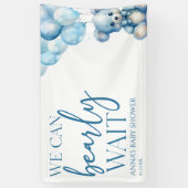 Teddy Bear Blue We Can Bearly Wait Baby Shower Banner (Vertikal)