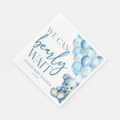 Teddy Bear Blue We Can Bearly Wait Baby Shower Serviette (Ecke)