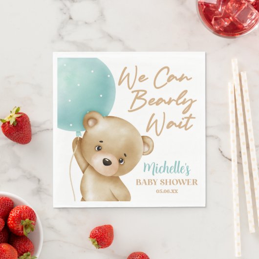 Teddy Bear Blue Wir können frühzeitig abwarten Bab Serviette (Beispiel)